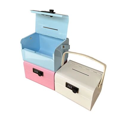 A Storage Iron Box with a Handle for Passwords, a Portable Metal Box for Jewelry and Coins with a Key
