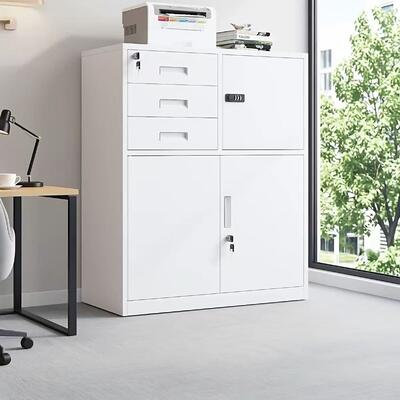 Armadio archivio in acciaio abbattibile con design stretto laterale, armadio per ufficio in metallo per documenti, file e forniture per ufficio