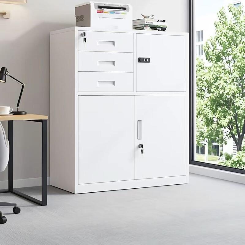 Armadio archivio in acciaio abbattibile con design stretto laterale, armadio per ufficio in metallo per documenti, file e forniture per ufficio